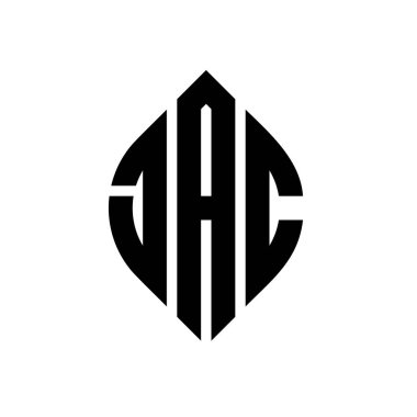 Daire ve elips şekilli JAC daire harf logosu tasarımı. Tipografik biçimli JAC elips harfleri. Üç baş harf daire şeklinde bir logo oluşturuyor. JAC Çember Amblemi Soyut Monogram Harf İşaretleyici Vektörü.