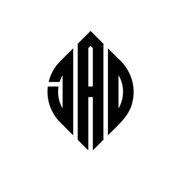 Daire ve elips şekilli JAO daire harf logosu tasarımı. Typographic tarzında JAO elips harfleri. Üç baş harf daire şeklinde bir logo oluşturuyor. JAO Çember Amblemi Soyut Monogram Harf İşaretleyici Vektörü.