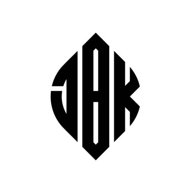 Daire ve elips şekilli JBK daire harf logosu tasarımı. Tipografik biçimli JBK elips harfleri. Üç baş harf daire şeklinde bir logo oluşturuyor. JBK Çember Amblemi Soyut Monogram Harf İşaretleyici Vektörü.
