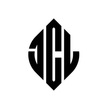 Çember ve elips şekilli JCL daire harf logosu tasarımı. Tipografik biçimli JCL elips harfleri. Üç baş harf daire şeklinde bir logo oluşturuyor. JCL Çember Amblemi Soyut Monogram Harf İşaretleyici Vektörü.