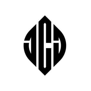 Çember ve elips şekilli JCJ daire harfli logo tasarımı. Tipografik tarzda JCJ elips harfleri. Üç baş harf daire şeklinde bir logo oluşturuyor. JCJ Çember Amblemi Soyut Monogram Harf İşaretleyici Vektörü.