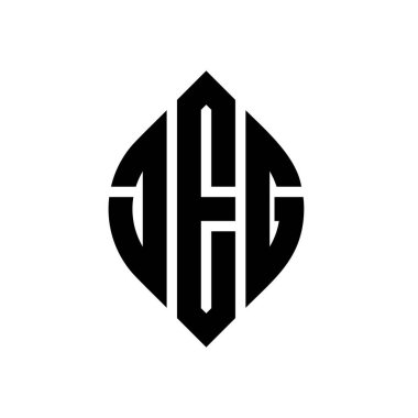 Daire ve elips şekilli JEG daire harf logosu tasarımı. Tipografik biçimli JEG elips harfleri. Üç baş harf daire şeklinde bir logo oluşturuyor. JEG Çember Amblemi Soyut Monogram Harf İşaretleyici Vektörü.