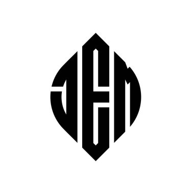 Daire ve elips şekilli JEM daire harf logosu tasarımı. Tipografik biçimli JEM elips harfleri. Üç baş harf daire şeklinde bir logo oluşturuyor. JEM Çember Amblemi Soyut Monogram Harf İşaretleyici Vektörü.