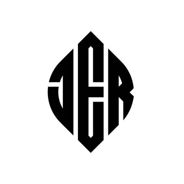 Çember ve elips şekilli JER daire harf logosu tasarımı. Typographic tarzında JER elips harfleri. Üç baş harf daire şeklinde bir logo oluşturuyor. JER Çemberi Amblemi Soyut Monogram Harf İşaretleme Vektörü.