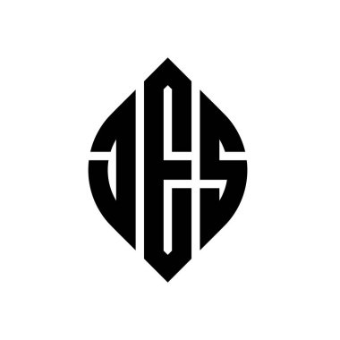 Çember ve elips şekilli JES daire harf logosu tasarımı. Tipografik biçimli JES elips harfleri. Üç baş harf daire şeklinde bir logo oluşturuyor. JES Çember Amblemi Soyut Monogram Harf İşaretleme Vektörü.