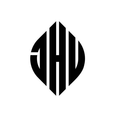 Daire ve elips şekilli JHU daire harf logosu tasarımı. Tipografik şekilli JHU elips harfleri. Üç baş harf daire şeklinde bir logo oluşturuyor. JHU Çember Amblemi Soyut Monogram Harf İşaretleyici Vektörü.