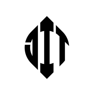 Daire ve elips şekilli JIT daire harf logosu tasarımı. Tipografik biçimli JIT elips harfleri. Üç baş harf daire şeklinde bir logo oluşturuyor. JIT Çemberi Amblemi Soyut Monogram Harf İşaretleme Vektörü.