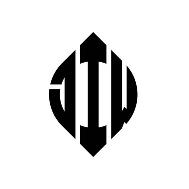 Daire ve elips şekilli JIW daire harf logosu tasarımı. Typographic tarzı JIW elips harfleri. Üç baş harf daire şeklinde bir logo oluşturuyor. JIW Çember Amblemi Soyut Monogram Harf İşaretleyici Vektörü.