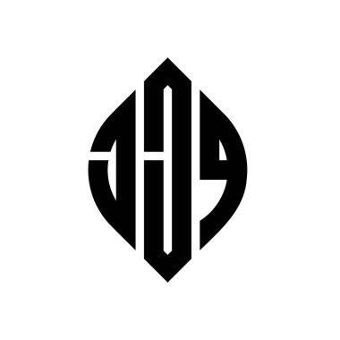 Daire ve elips şekilli JJQ daire harf logosu tasarımı. Tipografik biçimli JJQ elips harfleri. Üç baş harf daire şeklinde bir logo oluşturuyor. JJQ Çember Amblemi Soyut Monogram Harf İşaretleyici Vektörü.