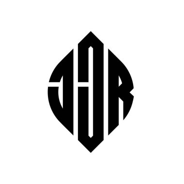 Çember ve elips şekilli JJR daire harf logosu tasarımı. Typographic tarzında JJR elips harfleri. Üç baş harf daire şeklinde bir logo oluşturuyor. JJR Çember Amblemi Soyut Monogram Harf İşaretleyici Vektörü.