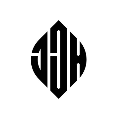 Çember ve elips şekilli JJX daire harf logosu tasarımı. Tipografik tarzda JJX elips harfleri. Üç baş harf daire şeklinde bir logo oluşturuyor. JJX Çember Amblemi Soyut Monogram Harf İşaretleyici Vektörü.