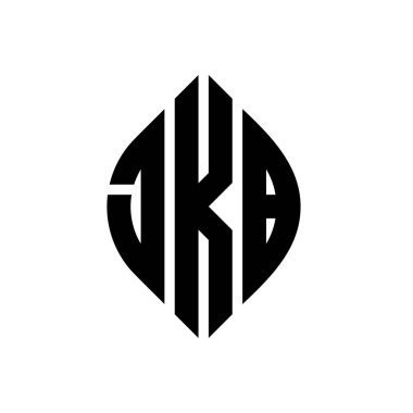 Daire ve elips şekilli JKB daire harf logosu tasarımı. Tipografik biçimli JKB elips harfleri. Üç baş harf daire şeklinde bir logo oluşturuyor. JKB Çember Amblemi Soyut Monogram Harf İşaretleyici Vektörü.