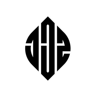 Daire ve elips şekilli JJZ daire harf logosu tasarımı. Tipografik biçimli JJZ elips harfleri. Üç baş harf daire şeklinde bir logo oluşturuyor. JJZ Çember Amblemi Soyut Monogram Harf İşaretleyici Vektörü.