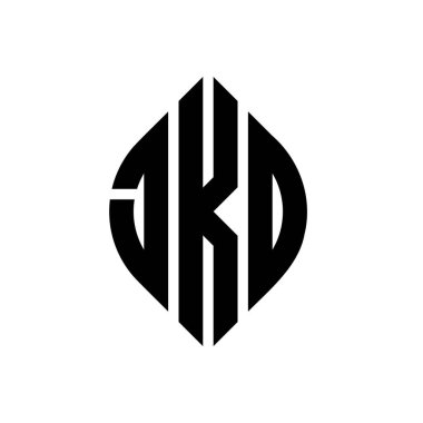 Daire ve elips şekilli JKD daire harf logosu tasarımı. Tipografik biçimli JKD elips harfleri. Üç baş harf daire şeklinde bir logo oluşturuyor. JKD Çember Amblemi Soyut Monogram Harf İşaretleyici Vektörü.