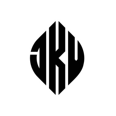 Daire ve elips şekilli JKV daire harf logosu tasarımı. Tipografik biçimli JKV elips harfleri. Üç baş harf daire şeklinde bir logo oluşturuyor. JKV Çember Amblemi Soyut Monogram Harf İşaretleyici Vektörü.