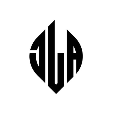 Çember ve elips şekilli JLA daire harf logosu tasarımı. Tipografik şekilli JLA elips harfleri. Üç baş harf daire şeklinde bir logo oluşturuyor. JLA Çember Amblemi Soyut Monogram Harf İşaretleme Vektörü.