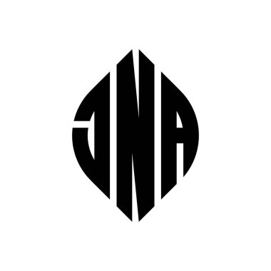 Çember ve elips şekilli JNA daire harf logosu tasarımı. Typographic tarzı JNA elips harfleri. Üç baş harf daire şeklinde bir logo oluşturuyor. JNA Çemberi Amblemi Soyut Monogram Harf İşaretleme Vektörü.