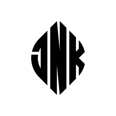 Daire ve elips şekilli JNK daire harf logosu tasarımı. Tipografik biçimli JNK elips harfleri. Üç baş harf daire şeklinde bir logo oluşturuyor. JNK Çember Amblemi Soyut Monogram Harf İşaretleyici Vektörü.