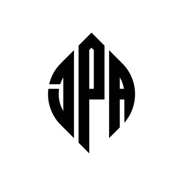 Çember ve elips şekilli JPA daire harf logosu tasarımı. Tipografik şekilli JPA elips harfleri. Üç baş harf daire şeklinde bir logo oluşturuyor. JPA Çemberi Amblemi Soyut Monogram Harf İşaretleyici Vektörü.