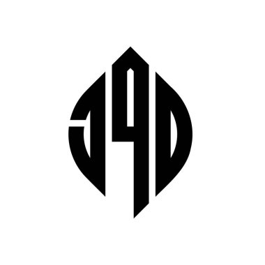 Çember ve elips şekilli JQO daire harf logosu tasarımı. Tipografik biçimli JQO elips harfleri. Üç baş harf daire şeklinde bir logo oluşturuyor. JQO Çember Amblemi Soyut Monogram Harf İşaretleyici Vektörü.
