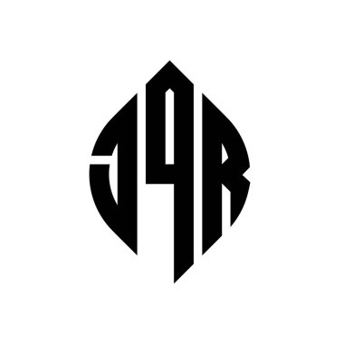 Çember ve elips şekilli JQR daire harf logosu tasarımı. Tipografik tarzda JQR elips harfleri. Üç baş harf daire şeklinde bir logo oluşturuyor. JQR Çember Amblemi Soyut Monogram Harf İşaretleyici Vektörü.
