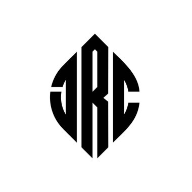Dairesel ve elips şekilli JRC daire harf logosu tasarımı. Tipografik biçimli JRC elips harfleri. Üç baş harf daire şeklinde bir logo oluşturuyor. JRC Çember Amblemi Soyut Monogram Harf İşaretleyici Vektörü.