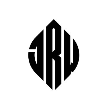 Daire ve elips şekilli JRW daire harf logosu tasarımı. Tipografik tarzda JRW elips harfleri. Üç baş harf daire şeklinde bir logo oluşturuyor. JRW Çember Amblemi Soyut Monogram Harf İşaretleyici Vektörü.