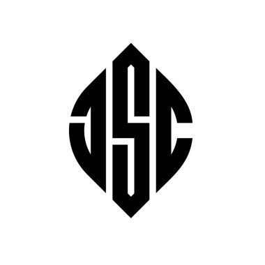 Çember ve elips şekilli JSC daire harf logosu tasarımı. Tipografik şekilli JSC elips harfleri. Üç baş harf daire şeklinde bir logo oluşturuyor. JSC Çember Amblemi Soyut Monogram Harf İşaretleyici Vektörü.