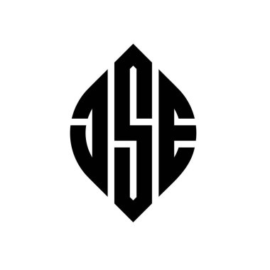 Çember ve elips şekilli JSE daire harf logosu tasarımı. Tipografik biçimli JSE elips harfleri. Üç baş harf daire şeklinde bir logo oluşturuyor. JSE Çemberi Amblemi Soyut Monogram Harf İşaretleyici Vektörü.