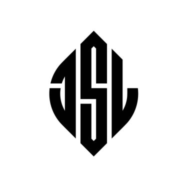 Çember ve elips şekilli JSL daire harf logosu tasarımı. Tipografik biçimli JSL elips harfleri. Üç baş harf daire şeklinde bir logo oluşturuyor. JSL Çember Amblemi Soyut Monogram Harf İşaretleyici Vektörü.