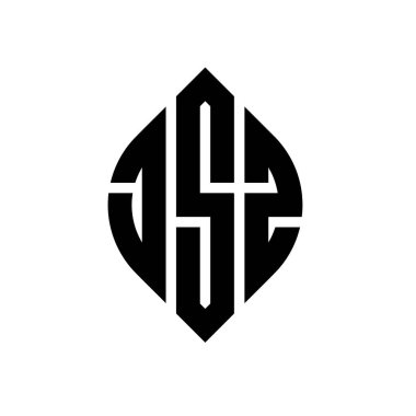 Daire ve elips şekilli JSZ daire harf logosu tasarımı. Tipografik biçimli JSZ elips harfleri. Üç baş harf daire şeklinde bir logo oluşturuyor. JSZ Çember Amblemi Soyut Monogram Harf İşaretleyici Vektörü.