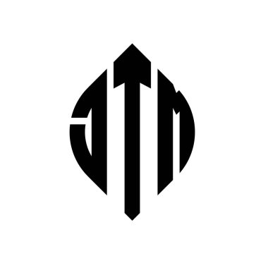 Çember ve elips şekilli JTM daire harf logosu tasarımı. Tipografik biçimli JTM elips harfleri. Üç baş harf daire şeklinde bir logo oluşturuyor. JTM Çember Amblemi Soyut Monogram Harf İşaretleyici Vektörü.