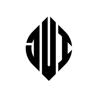 Dairesel ve elips şekilli JVI daire harf logosu tasarımı. Tipografik tarzda JVI elips harfleri. Üç baş harf daire şeklinde bir logo oluşturuyor. JVI Çember Amblemi Soyut Monogram Harf İşaretleyici Vektörü.