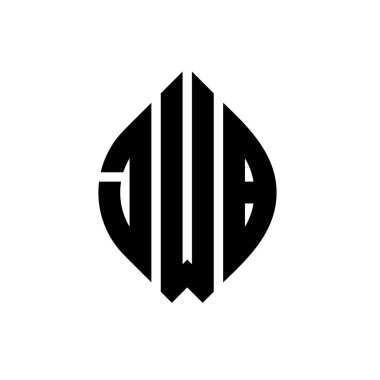 Çember ve elips şekilli JWB daire harf logosu tasarımı. Tipografik biçimli JWB elips harfleri. Üç baş harf daire şeklinde bir logo oluşturuyor. JWB Çember Amblemi Soyut Monogram Harf İşaretleyici Vektörü.
