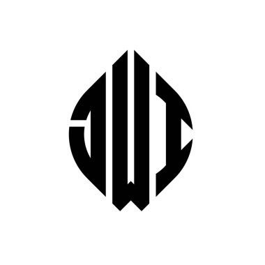 Daire ve elips şekilli JWI daire harf logosu tasarımı. Typographic tarzında JWI elips harfleri. Üç baş harf daire şeklinde bir logo oluşturuyor. JWI Çember Amblemi Soyut Monogram Harf İşaretleyici Vektörü.