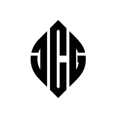 Çember ve elips şekilli JCG daire harf logosu tasarımı. Tipografik biçimli JCG elips harfleri. Üç baş harf daire şeklinde bir logo oluşturuyor. JCG Çember Amblemi Soyut Monogram Harf İşaretleyici Vektörü.
