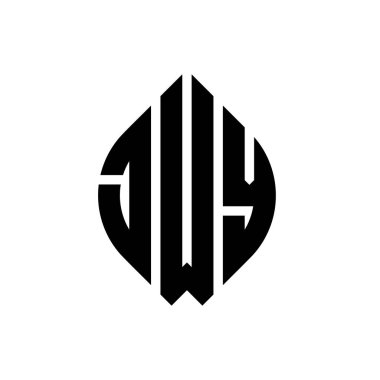 Çember ve elips şekilli JWY daire harf logosu tasarımı. Tipografik şekilli JWY elips harfleri. Üç baş harf daire şeklinde bir logo oluşturuyor. JWY Çember Amblemi Soyut Monogram Harf İşaretleyici Vektörü.