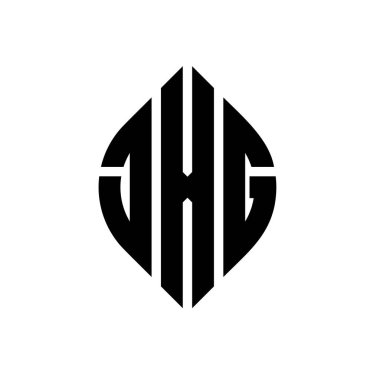 Daire ve elips şekilli JXG daire harf logosu tasarımı. Tipografik biçimli JXG elips harfleri. Üç baş harf daire şeklinde bir logo oluşturuyor. JXG Çember Amblemi Soyut Monogram Harf İşaretleyici Vektörü.