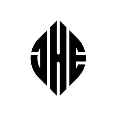 Çember ve elips şekilli JXE daire harf logosu tasarımı. Tipografik biçimli JXE elips harfleri. Üç baş harf daire şeklinde bir logo oluşturuyor. JXE Çember Amblemi Soyut Monogram Harf İşaretleyici Vektörü.