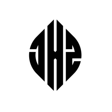 Daire ve elips şekilli JXZ daire harf logosu tasarımı. Tipografik biçimli JXZ elips harfleri. Üç baş harf daire şeklinde bir logo oluşturuyor. JXZ Çember Amblemi Soyut Monogram Harf İşaretleyici Vektörü.
