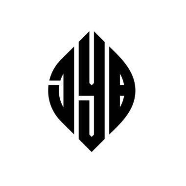 Daire ve elips şekilli JYB daire harf logosu tasarımı. Tipografik biçimli JYB elips harfleri. Üç baş harf daire şeklinde bir logo oluşturuyor. JYB Çember Amblemi Soyut Monogram Harf İşaretleyici Vektörü.