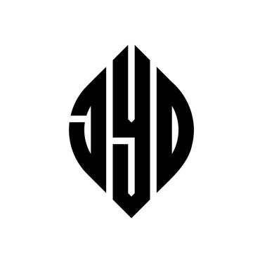 Daire ve elips şekilli JYD daire harf logosu tasarımı. Tipografik biçimli JYD elips harfleri. Üç baş harf daire şeklinde bir logo oluşturuyor. JYD Çember Amblemi Soyut Monogram Harf İşaretleyici Vektörü.