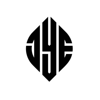 Daire ve elips şekilli JYE daire harf logosu tasarımı. Tipografik şekilli JYE elips harfleri. Üç baş harf daire şeklinde bir logo oluşturuyor. JYE Çember Amblemi Soyut Monogram Harf İşaretleyici Vektörü.