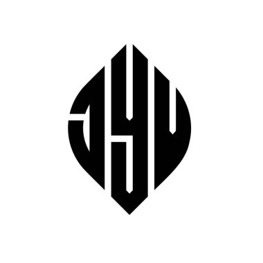 Daire ve elips şekilli JYV daire harf logosu tasarımı. Tipografik biçimli JYV elips harfleri. Üç baş harf daire şeklinde bir logo oluşturuyor. JYV Çember Amblemi Soyut Monogram Harf İşaretleyici Vektörü.