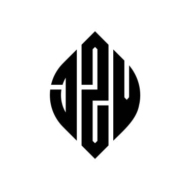 Çember ve elips şekilli JZV daire harf logosu tasarımı. Tipografik biçimli JZV elips harfleri. Üç baş harf daire şeklinde bir logo oluşturuyor. JZV Çember Amblemi Soyut Monogram Harf İşaretleyici Vektörü.