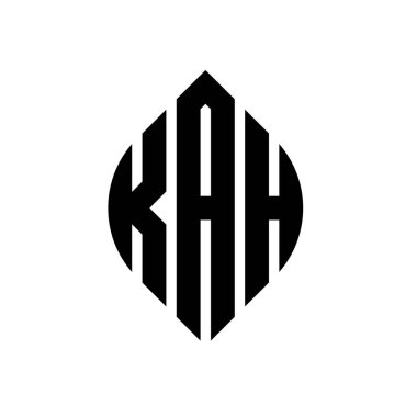 Çember ve elips şekilli KAH daire harf logosu tasarımı. Tipografik tarzda KAH elips harfleri. Üç baş harf daire şeklinde bir logo oluşturuyor. KAH Çemberi Amblemi Soyut Monogram Harf İşaretleme Vektörü.