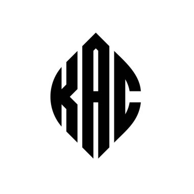 Çember ve elips şekilli KAC daire harf logosu tasarımı. Tipografik biçimli KAC elips harfleri. Üç baş harf daire şeklinde bir logo oluşturuyor. KAC Çember Amblemi Soyut Monogram Harf İşaretleme Vektörü.
