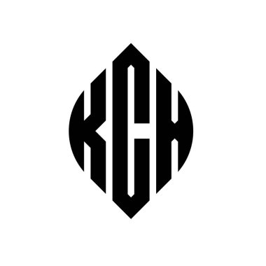 Çember ve elips şekilli KCX daire harf logosu tasarımı. Tipografik biçimli KCX elips harfleri. Üç baş harf daire şeklinde bir logo oluşturuyor. KCX Çember Amblemi Soyut Monogram Harf İşaretleyici Vektörü.