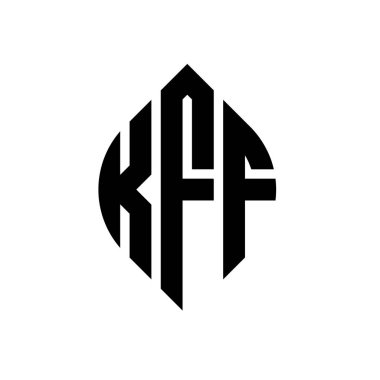Çember ve elips şekilli KFF daire harf logosu tasarımı. Tipografik biçimli KFF elips harfleri. Üç baş harf daire şeklinde bir logo oluşturuyor. KFF Çemberi Amblemi Soyut Monogram Harfi Mark Vector.KFF daire harfli logo tasarımı daire ve ellip