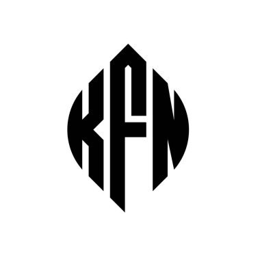 Çember ve elips şekilli KFN daire harf logosu tasarımı. Tipografik biçimli KFN elips harfleri. Üç baş harf daire şeklinde bir logo oluşturuyor. KFN Çember Amblemi Soyut Monogram Harf İşaretleyici Vektörü.
